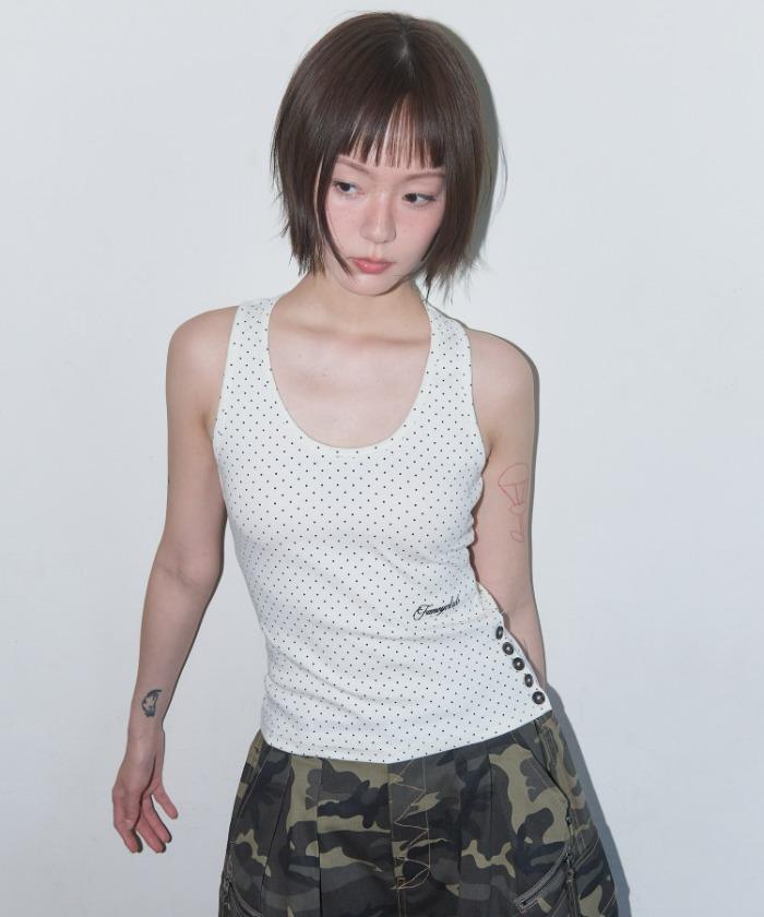 DOT BUTTON SLEEVELESS (IVORY) F25QB130