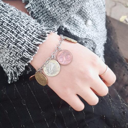 2000s MILOR euro cent charm silver bracelet