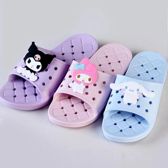 산리오 물빠짐이좋은 EVA 성인 욕실화/캐릭터 마이멜로디 쿠로미 시나모롤 욕실 슬리퍼 화장실 미끄럼방지 소프트 신발 보보 소프트 라탄 소프트