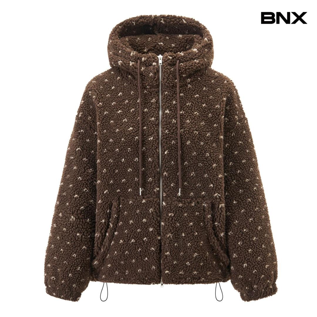 빈티지 도트 뽀글이 후드 스트링 자켓 (BX4JK024L0)