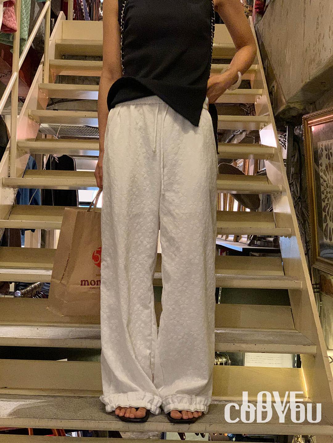 (made♥) glitter ball double frill pants (white)