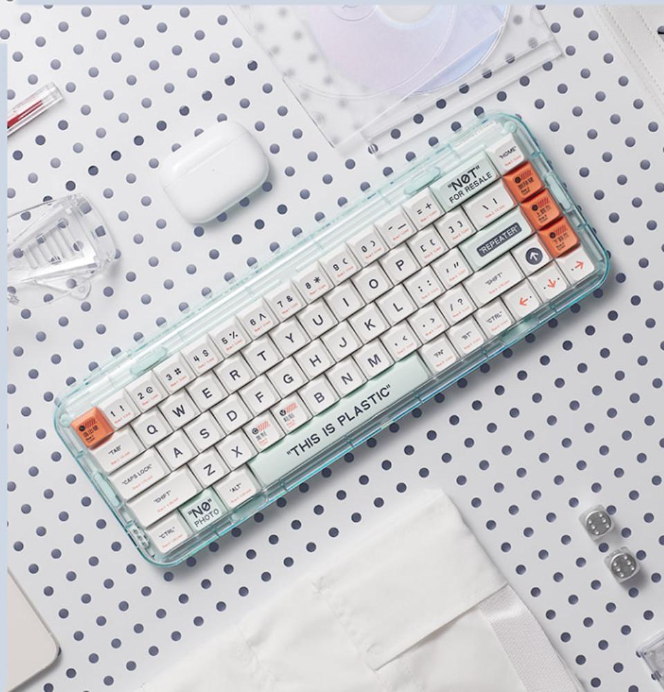 MelGeek 기계식 키보드 투명케이스 블루투스 5.2 무선 유선연결 68키 MOJO68