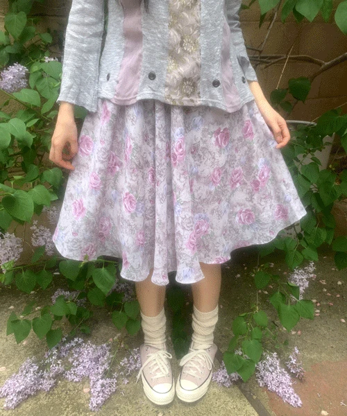 (Vintage)Angel Floral Skirt(Purple)