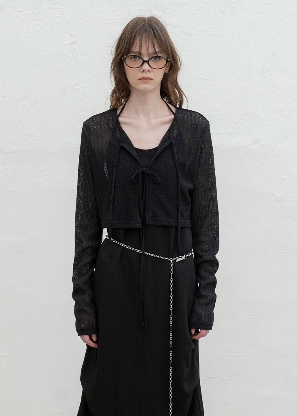 Tie Knit Cardigan (Black)