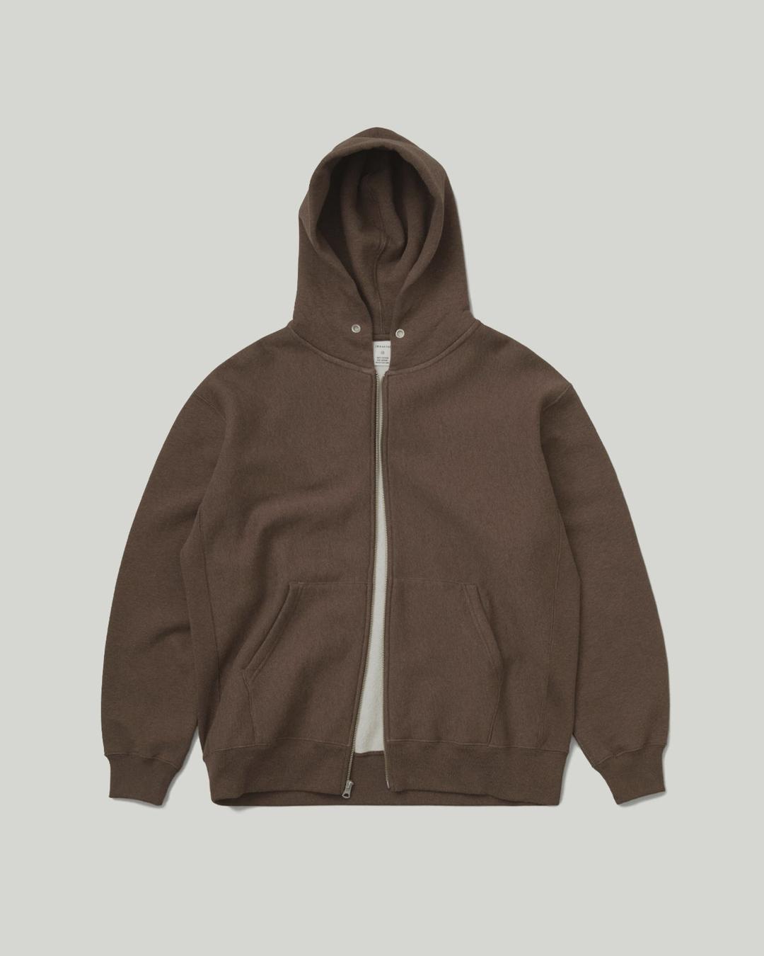 Full Zip Pocket Hoodie Brown - X-Small