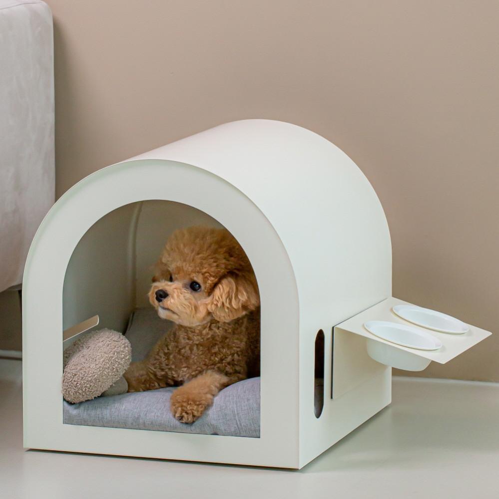 모코아 바닐라 강아지 하우스 철제 강아지집 고양이숨숨집 쿠션 세트 S