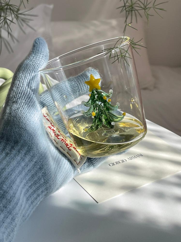 헤이유드 크리스마스 트리 유리컵1p 투명컵 홈카페