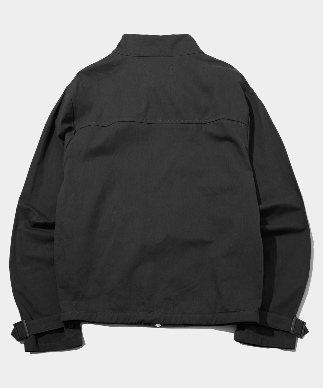 High-neck standard strap beaded point blue jean jacket [Black]