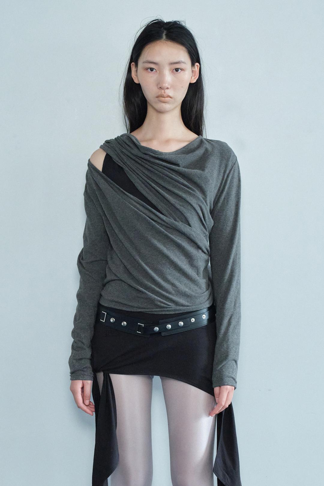 DROP WRAP CARDIGAN / CHARCOAL