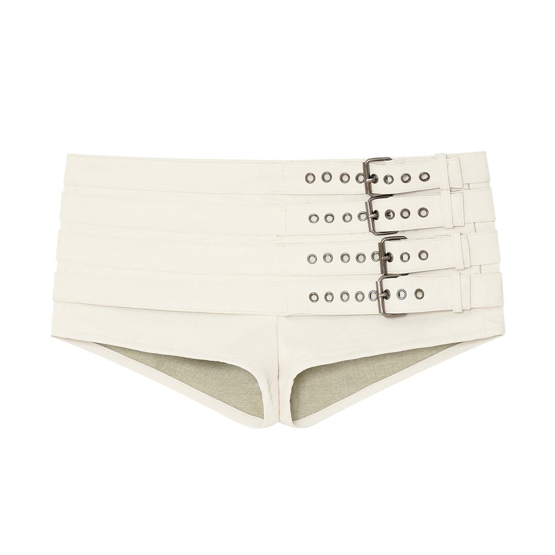 Belted micro shorts (Ivory)