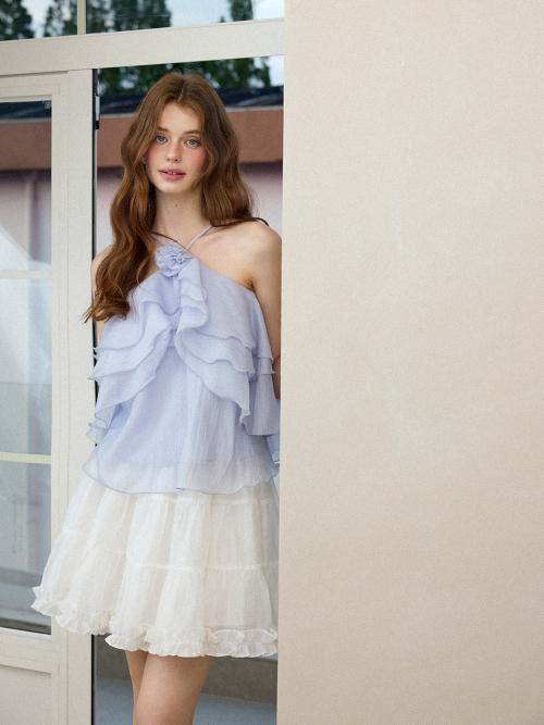 로제르 러플 탑 블루