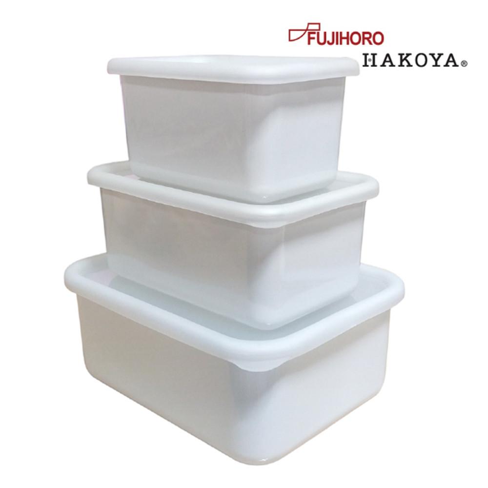 후지호로 하코야 법랑 화이트 사각찬통 (깊은형)/찬통