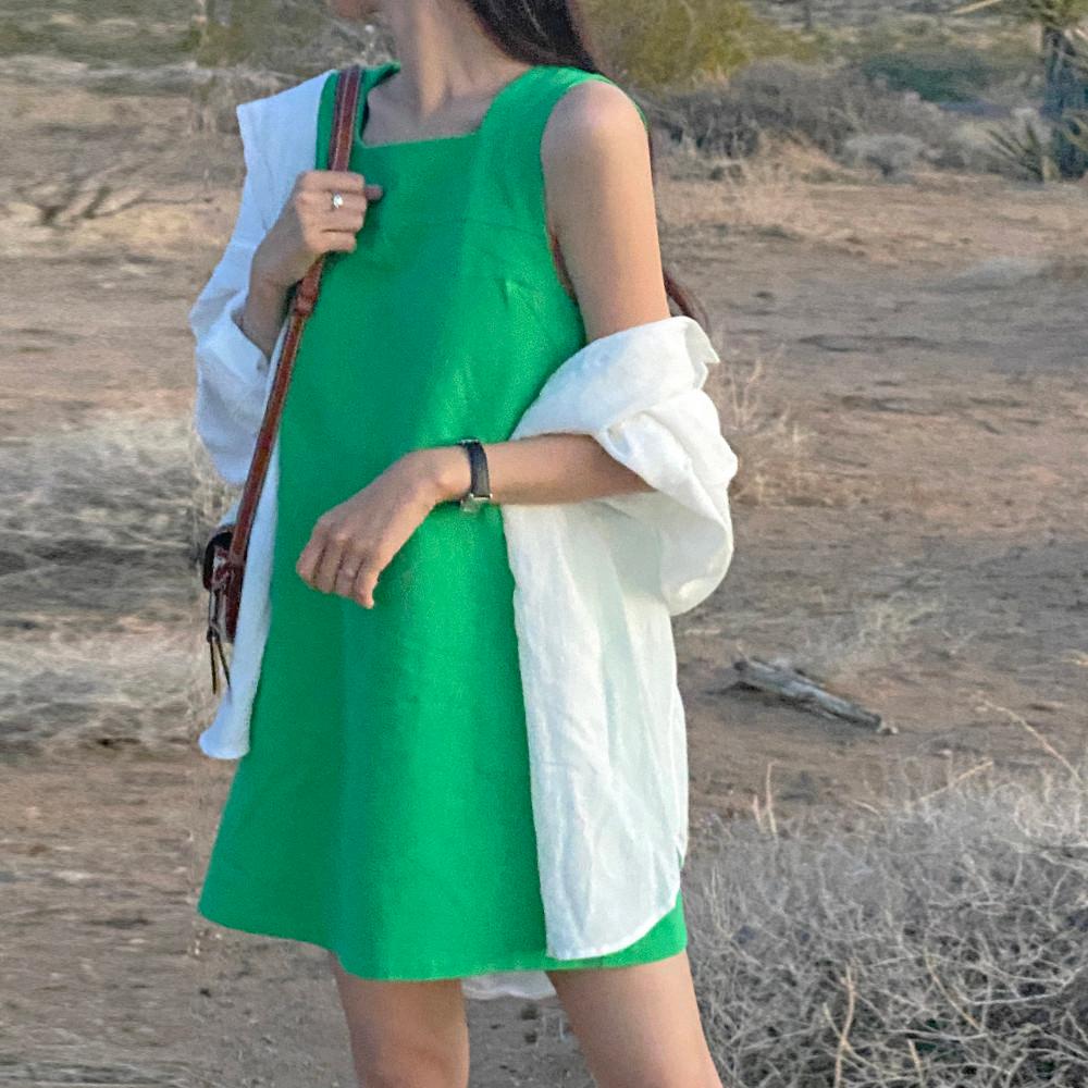 [당일출고] 슈아 스퀘어 원피스 2color (green)
