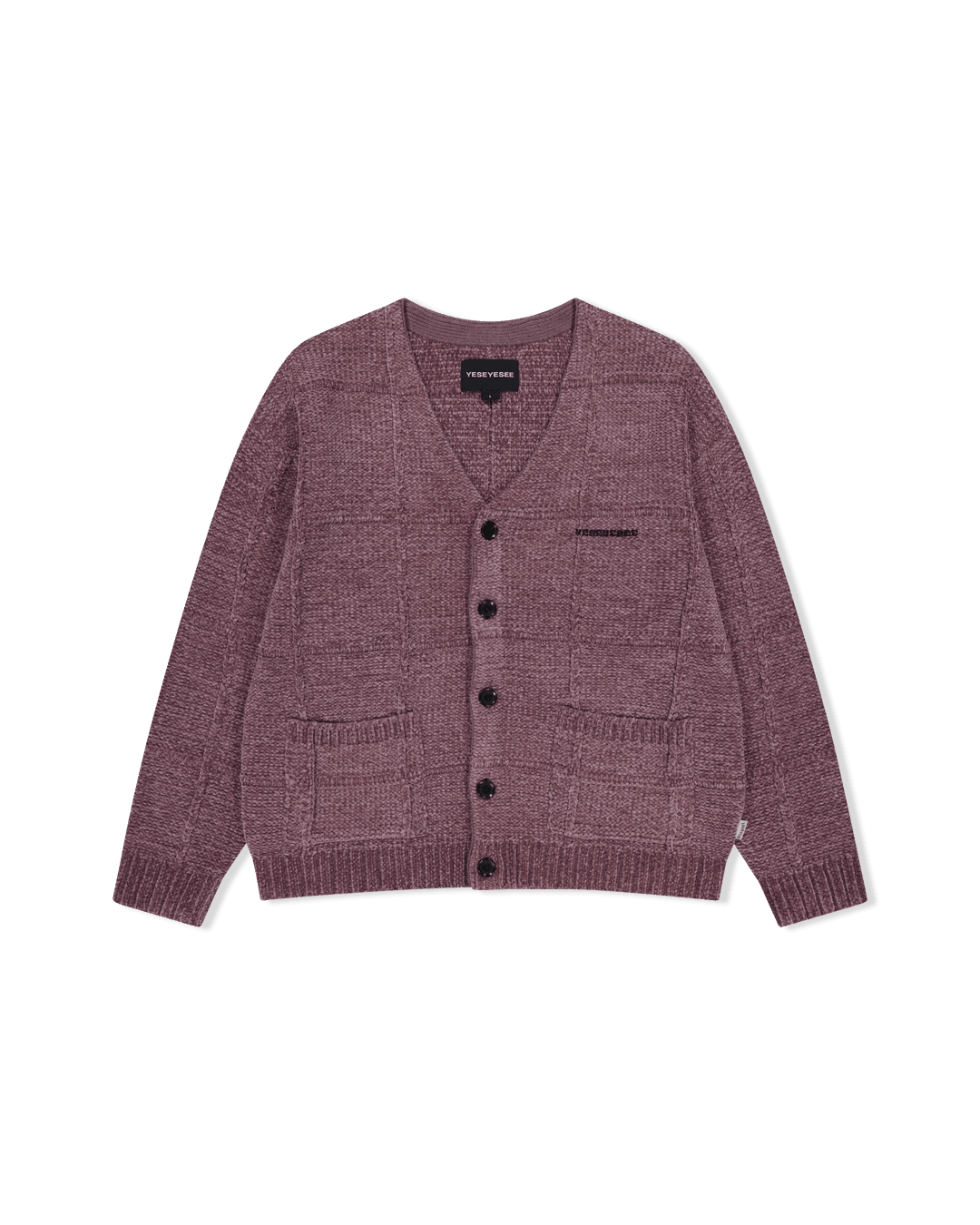 Grid Knit Cardigan Grape