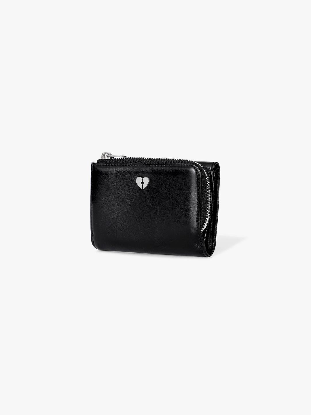 HEARTY ZIPPER WALLET - BLACK
