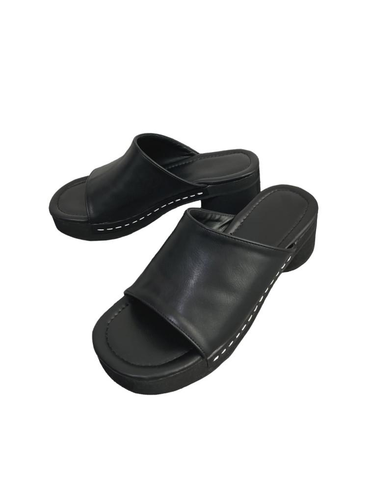 (2col) 헤이스 스티치 플랫폼 통굽 슬리퍼