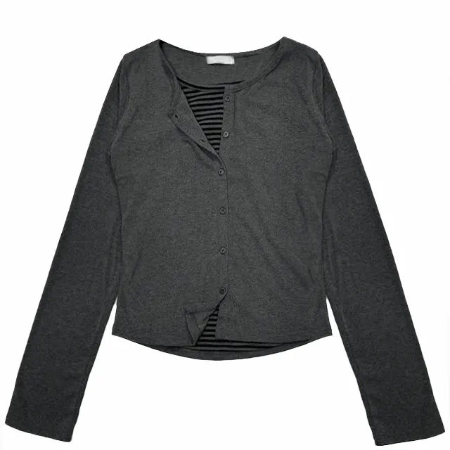 [두색다당일출고가능] [꾸안꾸] 단가라 레이어드 라운드 가디건