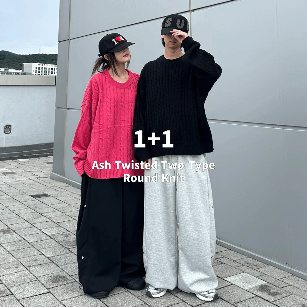 [1+1할인] F/W 애쉬 꽈배기 투타입 라운드 니트 기획전