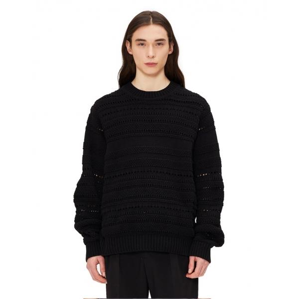 [일꼬르소] 오버핏 믹스 텍스쳐 라운드 니트 IESW2E001