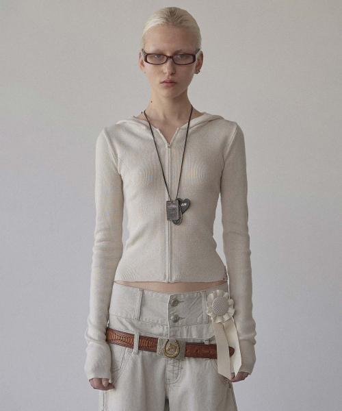 Silhouette Knit Zip-Up Hoodie Raw