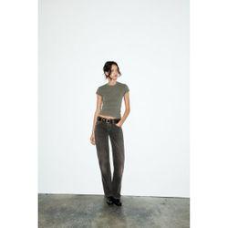 ZARA 자라 우먼 TRF 로우 라이즈 와이드 레그 진 청바지 브라운 5359220700 819654