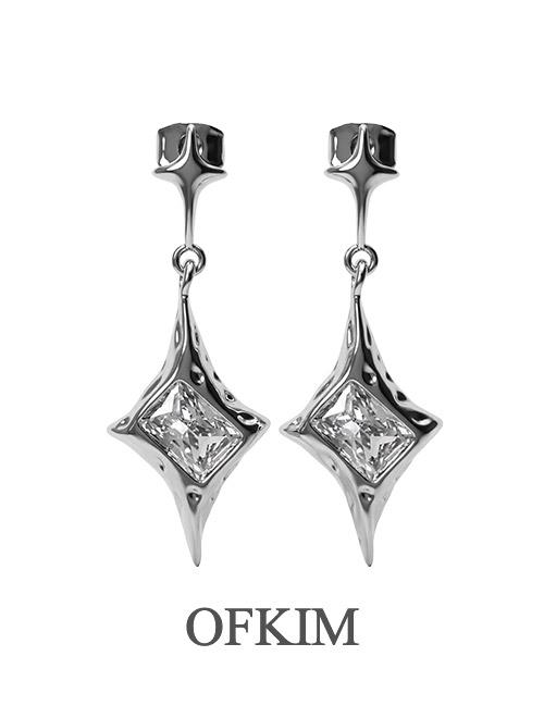[입고완료](silver post) 2-Spark Drop Square Cubic Earring