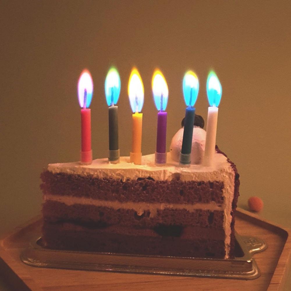 데썸파티 무지개초 레인보우 컬러 생일 파티 케이크 케잌 무지개 불꽃 색깔 오로라 초