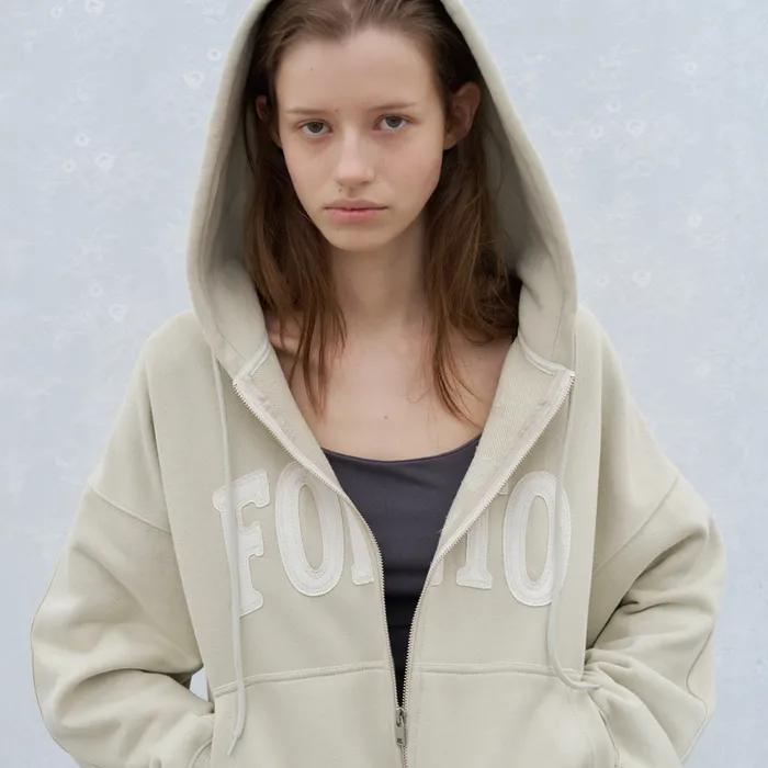 [7th] Magarine patch hoody zip-up - lime