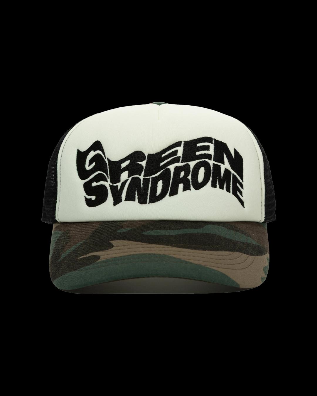 GREEN SYNDROME WEIRD LOGO MESH TRUCKER CAP