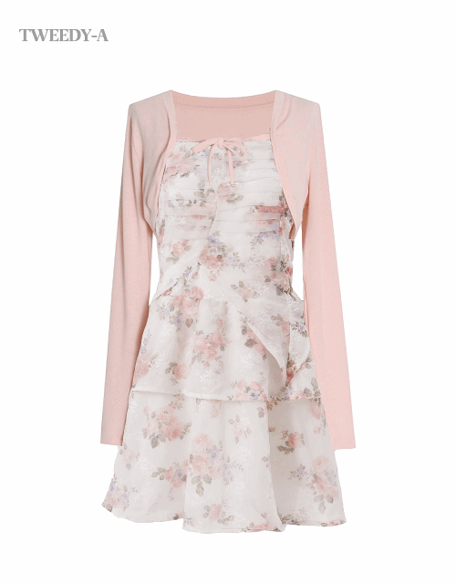 릴리아 튜브 탑 원피스 볼레로가디건 세트