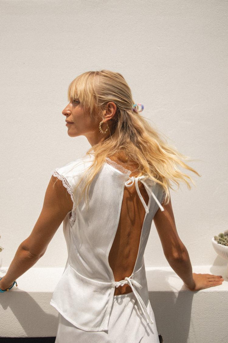 VRG GRL Vintage Lover Tie Back Top // White - 4