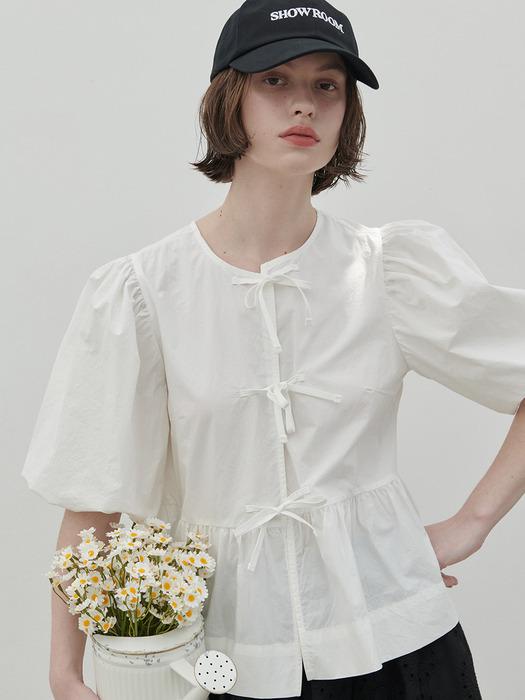 Rella Ribbon 2-Way Blouse Ivory