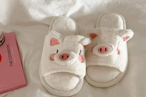 층간소음 방지 실내화 피그피그 아기돼지 슬리퍼 2color