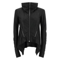 릭오웬스 폴드 넥 지퍼 프런트 레더 재킷 RP02E4735LBA09