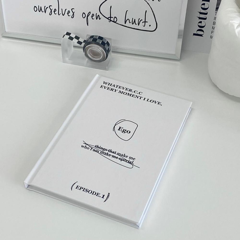 [scrapbook.1] 감성 스크랩북 하드커버 다이어리 흑백 레터링 힙한 다꾸 노트