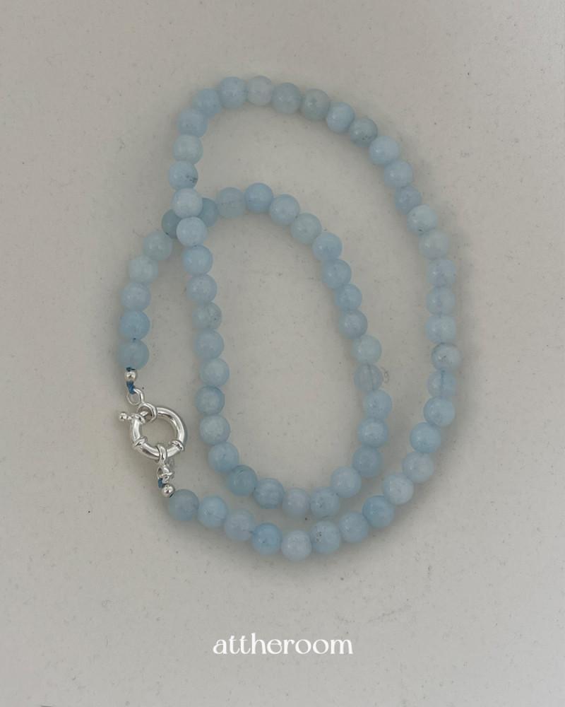 실버925 아쿠아마린 원석목걸이 볼목걸이