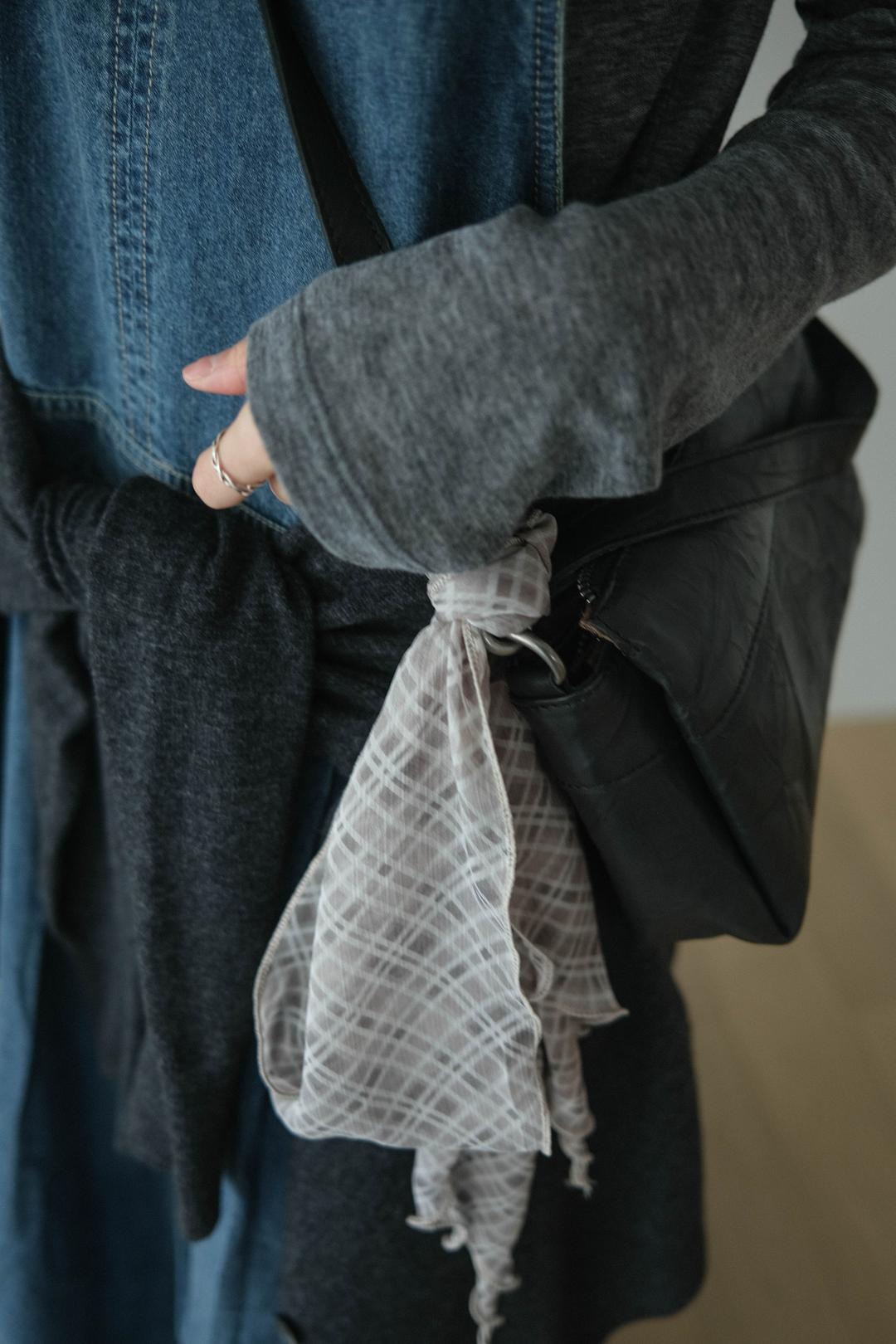 Sheer check long scarf