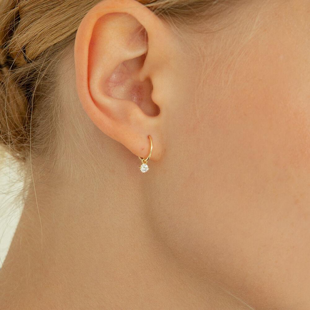 14k 10mm 시그니티 큐 드롭 원터치 귀걸이 (14k골드) #L27