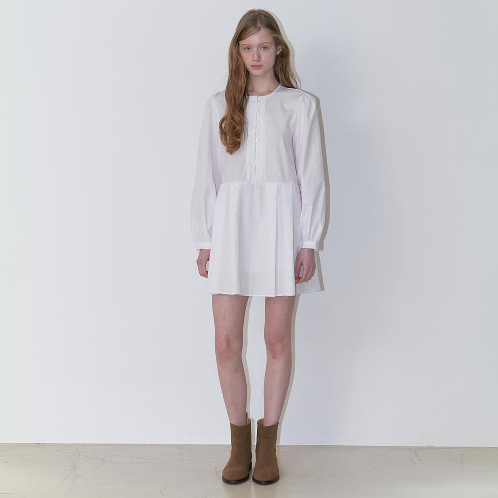 pure cotton lace button dress - white