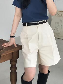 게디 핀턱 버뮤다 코튼 5부 팬츠