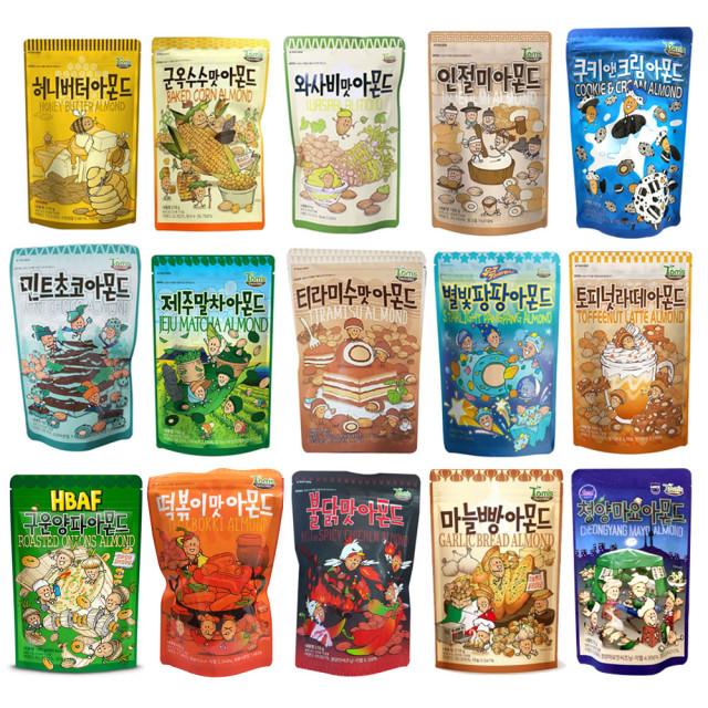 길림양행 HBAF 바프 아몬드 허니버터 와사비 군옥수수 210g 김맛 인절미 마늘빵 구운양파 떡볶이 불닭 흑임자