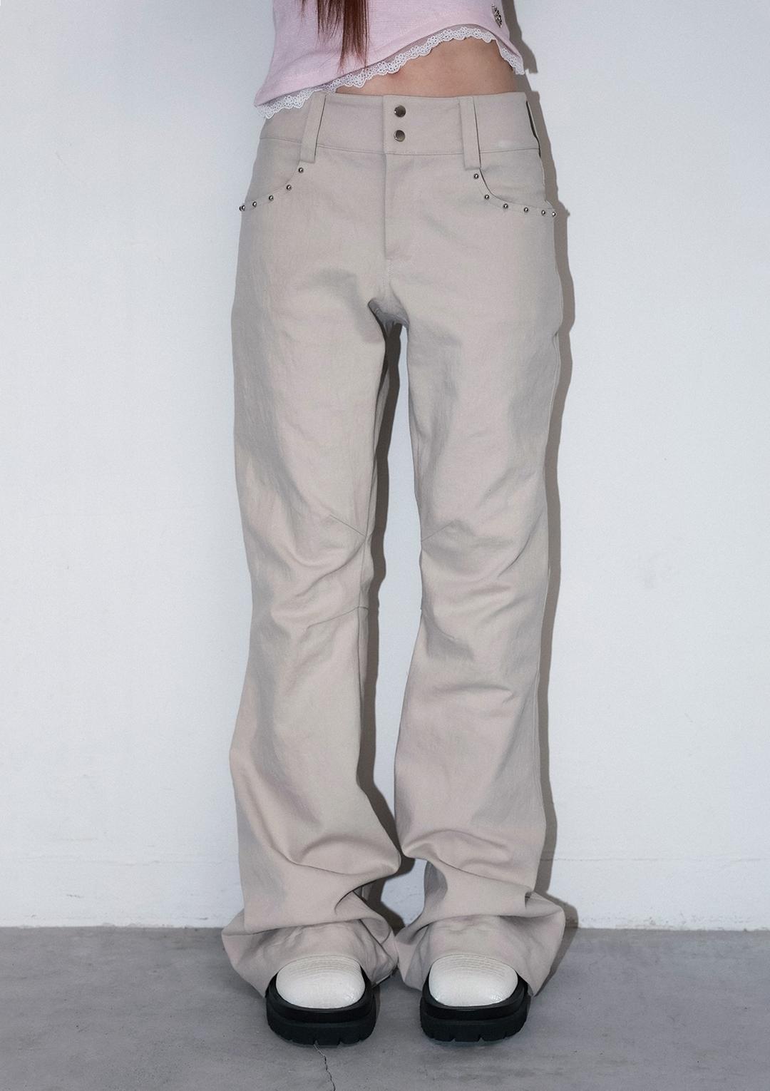 metalic stud boots cut pt - beige