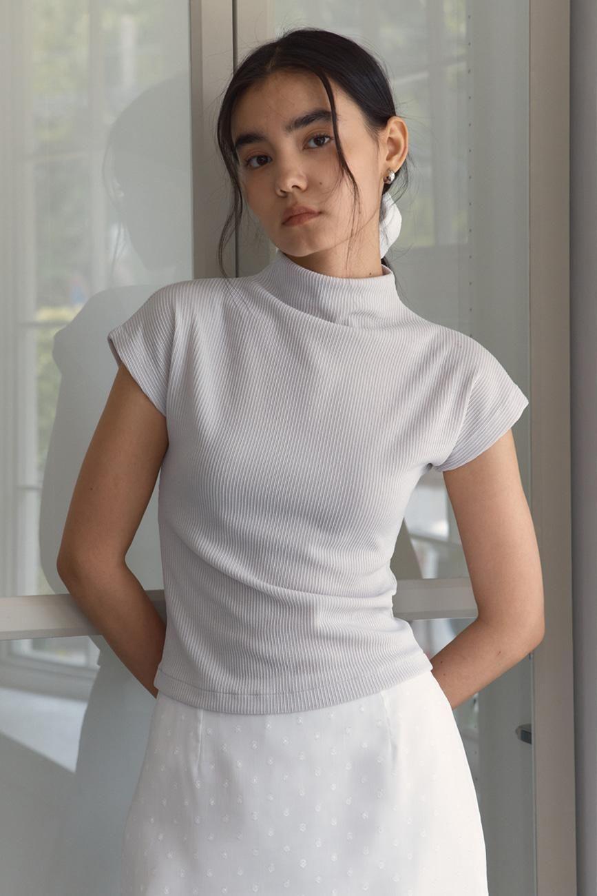 [38COMEONCOMMON] Half-neck Rib Top (Light Beige)