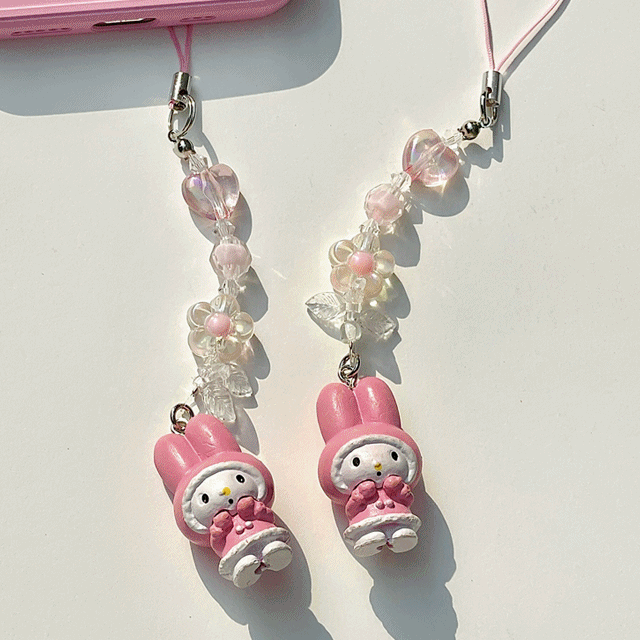 ❄손이 꽁꽁 마이멜로디 비즈 핸드폰줄 / 귀여운 키링 폰줄 열쇠고리 폰스트랩 러블리