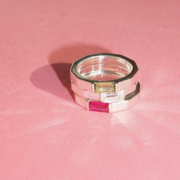 SQUARE STONE RING SILVER