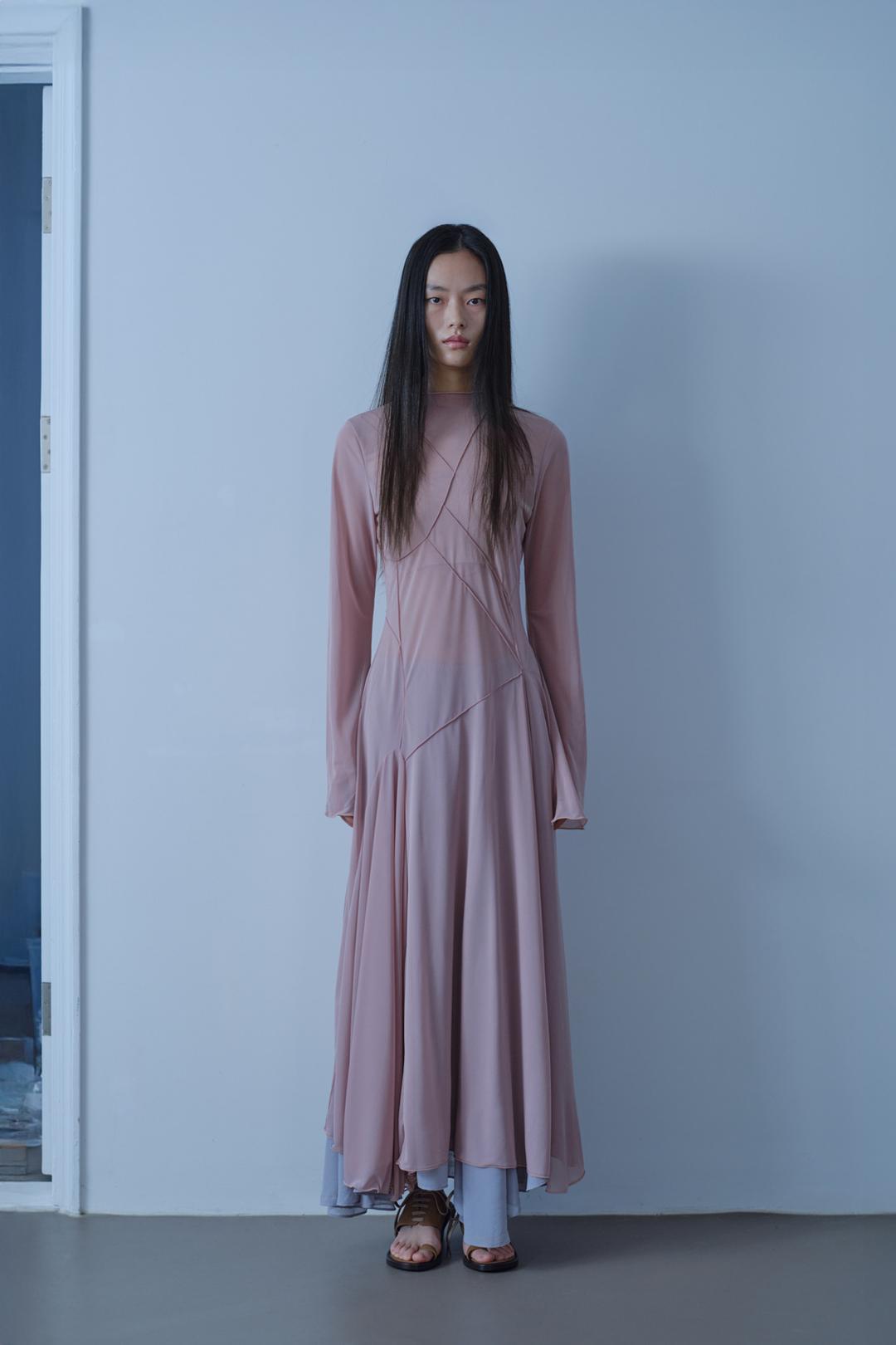 Sheer Pintuck Maxi Dress [ 4/10 예약배송 - deep navy / indie pink]