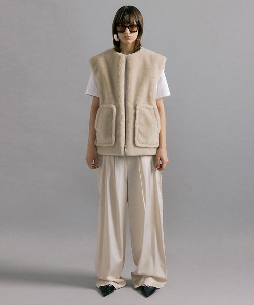OLI 오버핏 퍼 베스트 [ivory]