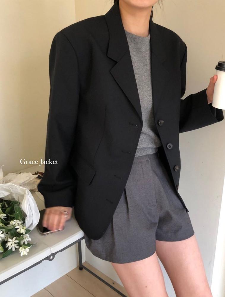 founders 파운더스 그레이스 자켓 여성 봄 싱글 울 자켓 결혼식 하객 정장