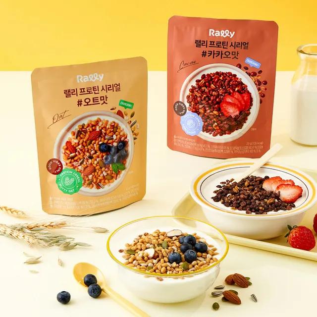 [10개] 랠리 프로틴 시리얼 오트맛 카카오맛 10개 세트 식사대용 식단관리 단백질 시리얼