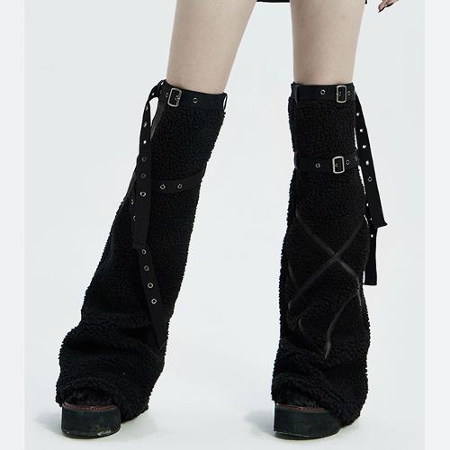 [펑크레이브] PUNK RAVE 울버린 부클 펑크 레그워머 올블랙